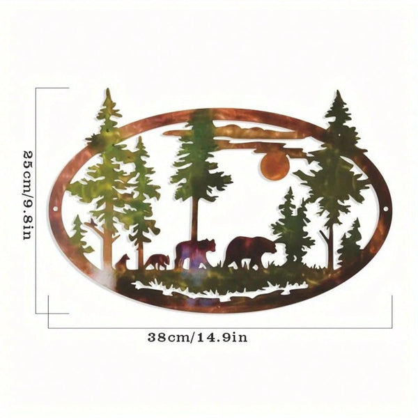 1pc Home Decoration Metal Art Wall Decoration Christmas Deer Bear Christmas Gift Scene Decoration Iron Art Crafts Ornament Pendant