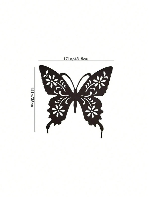 1 Piece Butterfly Shape Metal Ground Plug Decoration, Suitable For A Variety Of Outdoor Scenes Such As Courtyards, Gardens, Lawns, Etc. Metal Ground Plug Decoration, Metal Garden Decoration.