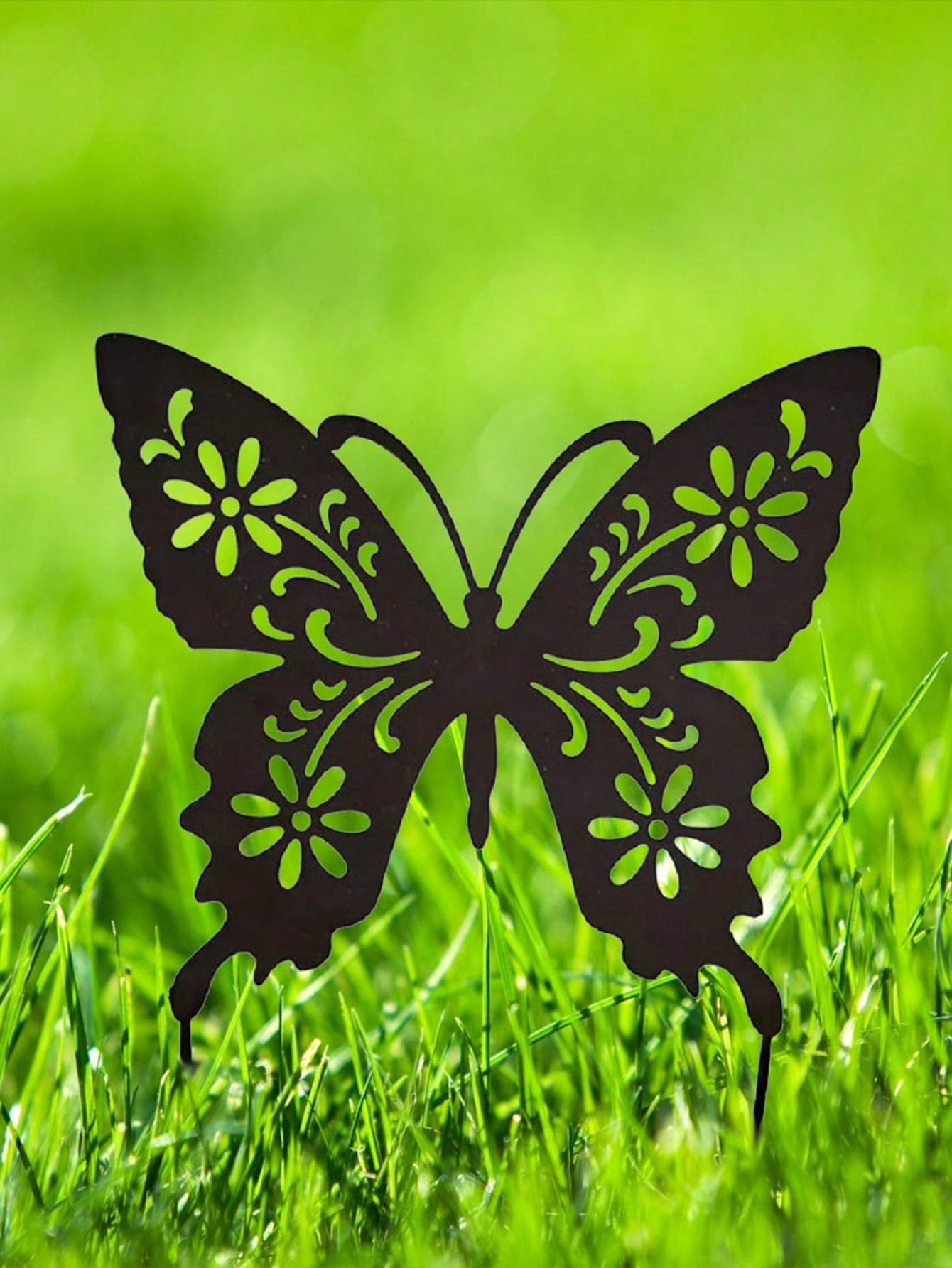 1 Piece Butterfly Shape Metal Ground Plug Decoration, Suitable For A Variety Of Outdoor Scenes Such As Courtyards, Gardens, Lawns, Etc. Metal Ground Plug Decoration, Metal Garden Decoration.