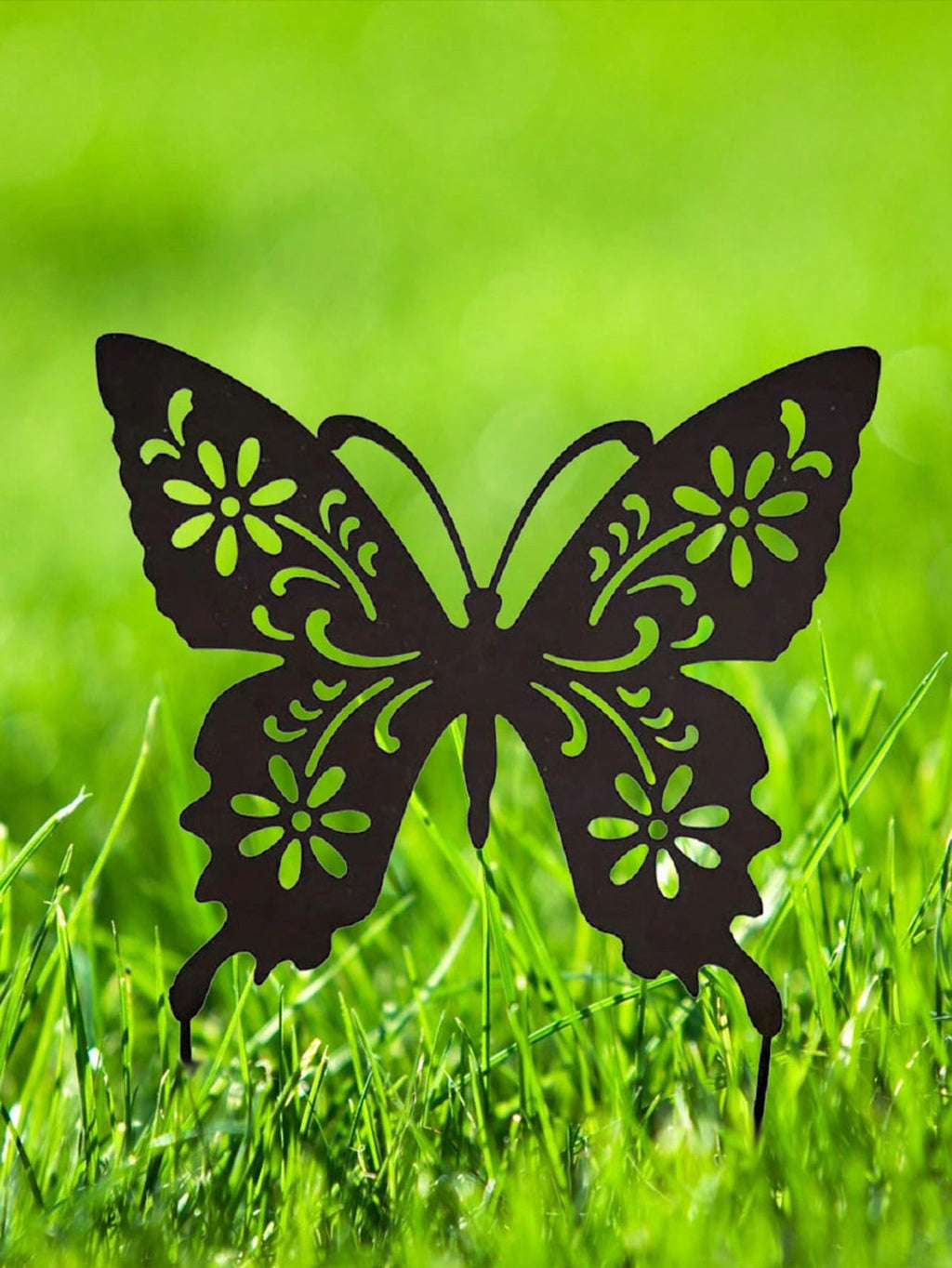 1 Piece Butterfly Shape Metal Ground Plug Decoration, Suitable For A Variety Of Outdoor Scenes Such As Courtyards, Gardens, Lawns, Etc. Metal Ground Plug Decoration, Metal Garden Decoration.