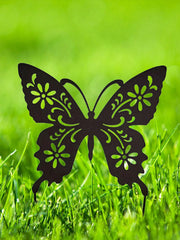 1 Piece Butterfly Shape Metal Ground Plug Decoration, Suitable For A Variety Of Outdoor Scenes Such As Courtyards, Gardens, Lawns, Etc. Metal Ground Plug Decoration, Metal Garden Decoration.