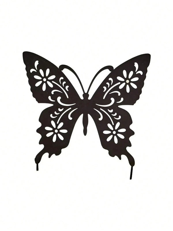 1 Piece Butterfly Shape Metal Ground Plug Decoration, Suitable For A Variety Of Outdoor Scenes Such As Courtyards, Gardens, Lawns, Etc. Metal Ground Plug Decoration, Metal Garden Decoration.