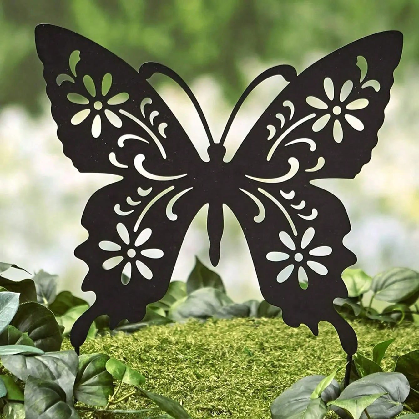 1 Piece Butterfly Shape Metal Ground Plug Decoration, Suitable For A Variety Of Outdoor Scenes Such As Courtyards, Gardens, Lawns, Etc. Metal Ground Plug Decoration, Metal Garden Decoration.