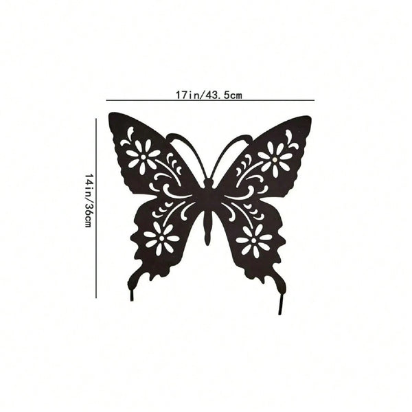 1 Piece Butterfly Shape Metal Ground Plug Decoration, Suitable For A Variety Of Outdoor Scenes Such As Courtyards, Gardens, Lawns, Etc. Metal Ground Plug Decoration, Metal Garden Decoration.