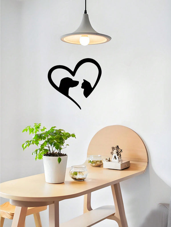 1 PC Cozy Home Accent: Charming Black Metal Puppy - Shaped Wall Decor For Living & Bedroom