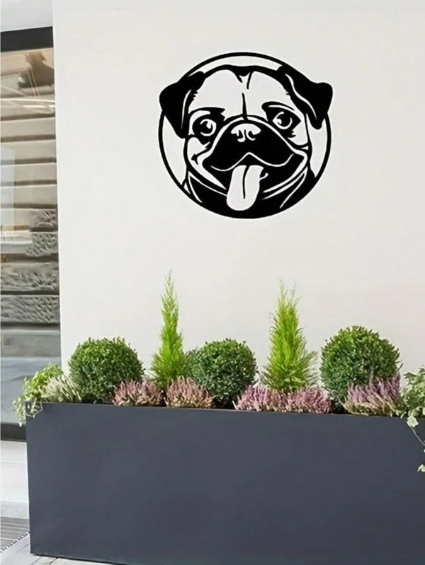 1 PC Cozy Home Accent: Charming Black Metal Puppy - Shaped Wall Decor For Living & Bedroom