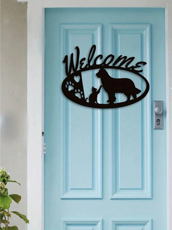 1 PC Cozy Home Accent: Charming Black Metal Puppy - Shaped Wall Decor For Living & Bedroom