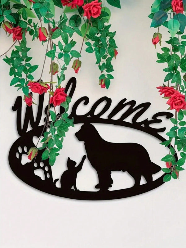 1 PC Cozy Home Accent: Charming Black Metal Puppy - Shaped Wall Decor For Living & Bedroom