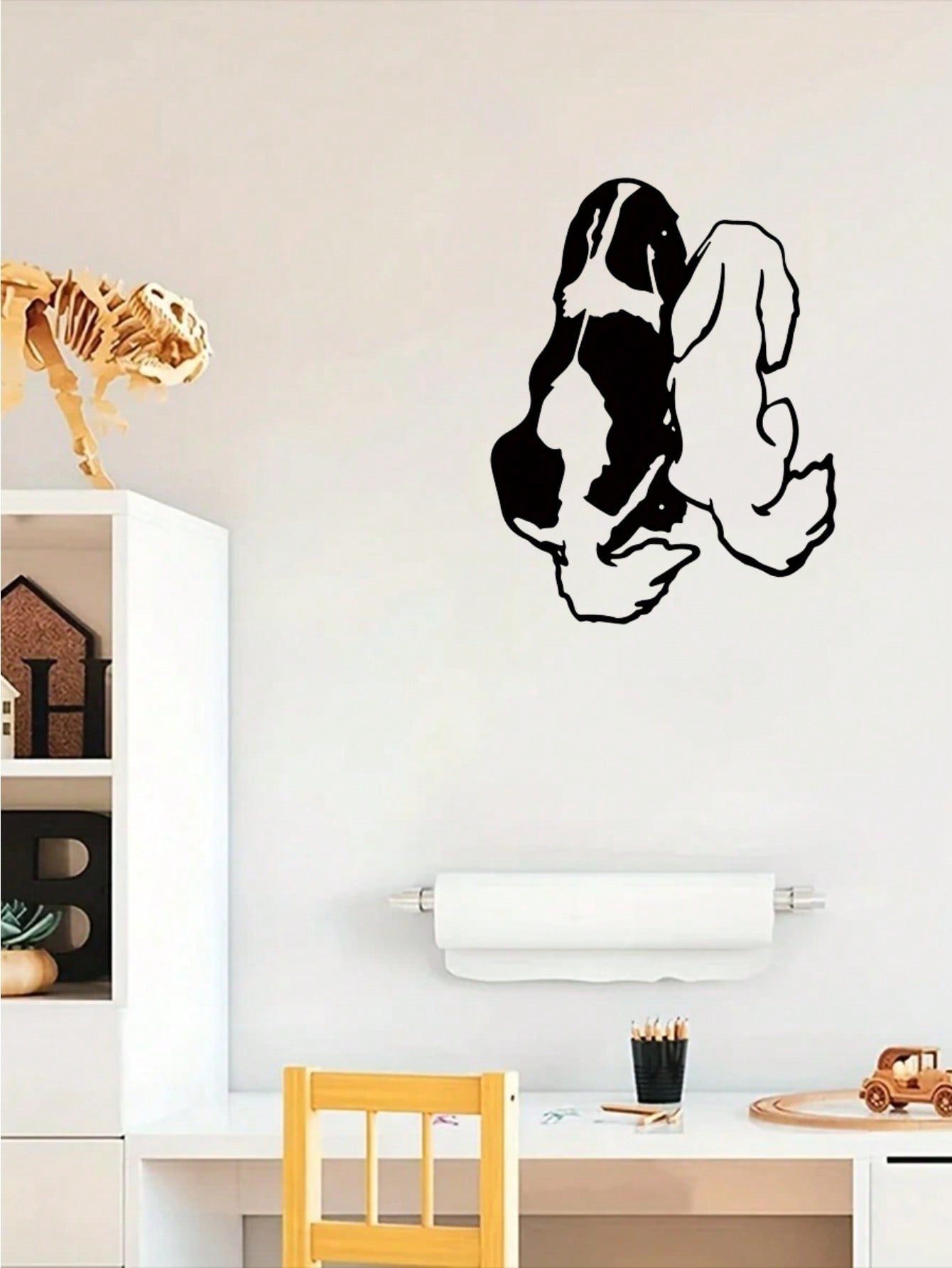 1 PC Cozy Home Accent: Charming Black Metal Puppy - Shaped Wall Decor For Living & Bedroom