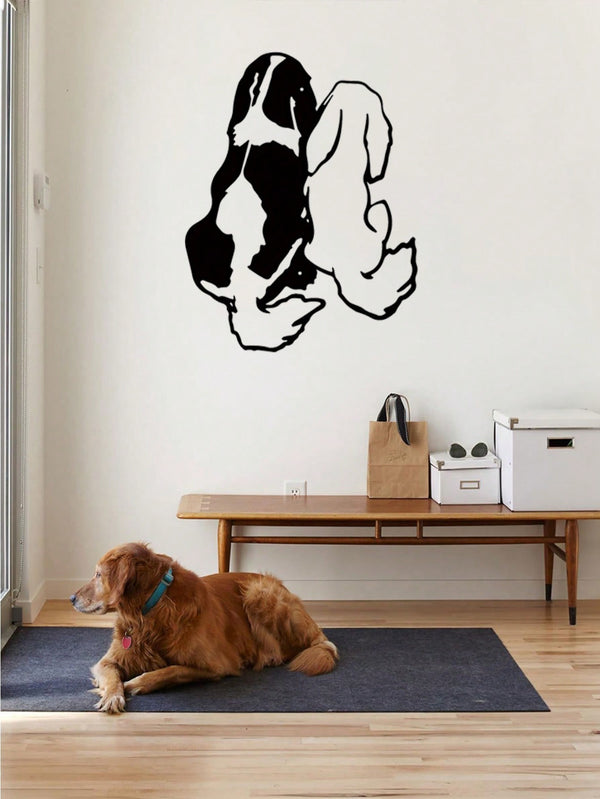 1 PC Cozy Home Accent: Charming Black Metal Puppy - Shaped Wall Decor For Living & Bedroom