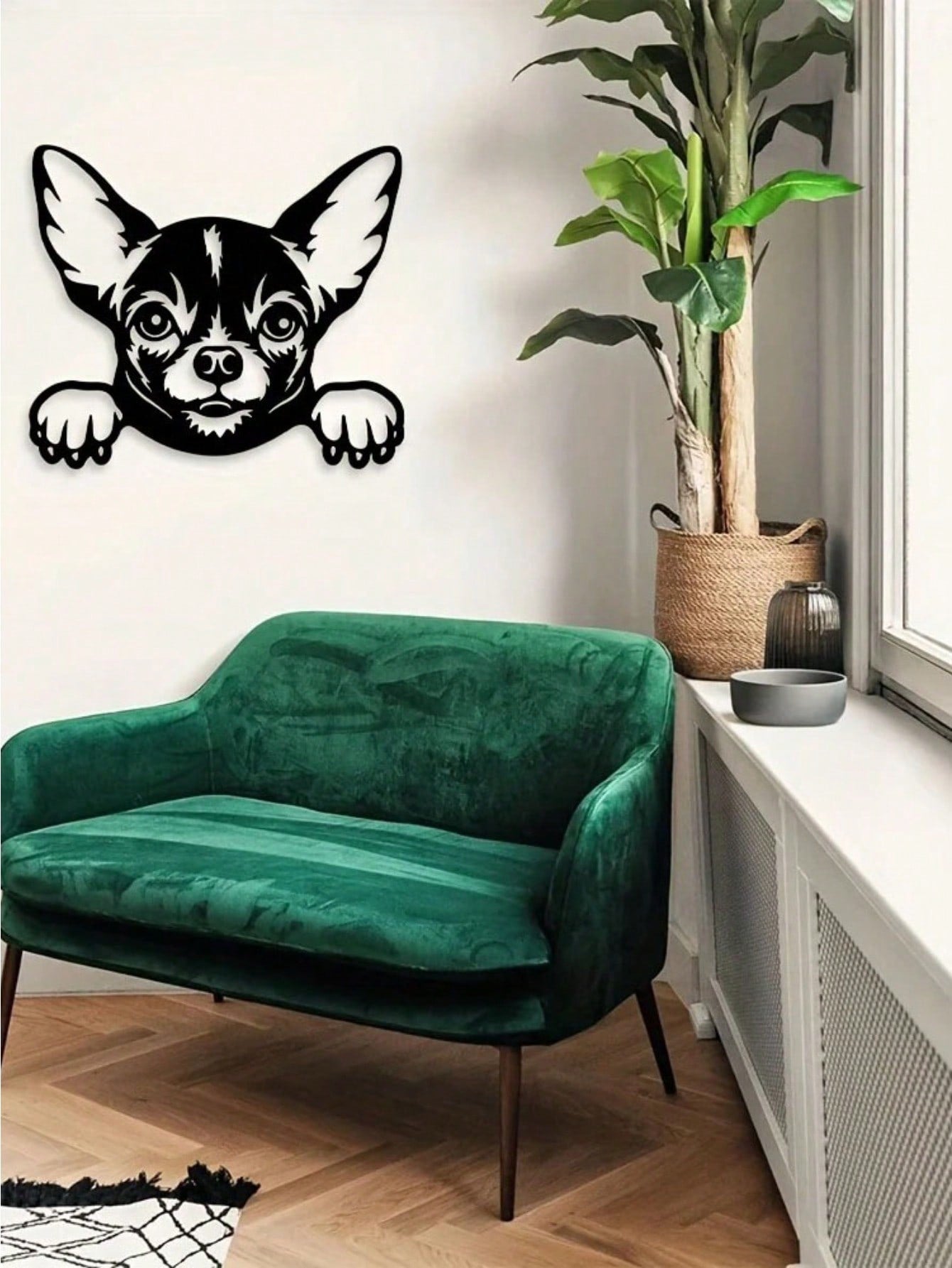 1-Pack stylish black metal puppy wall decoration, home decoration: can double as storage hooks in the living room and bedroom, exquisite personalized gift choice