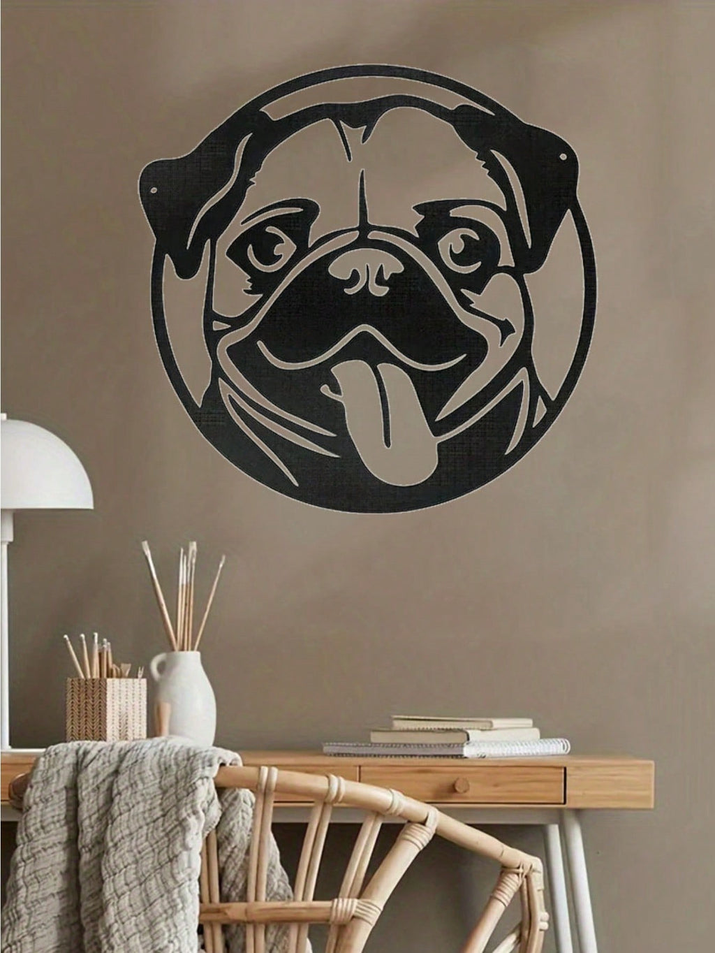 1-Pack stylish black metal puppy wall decoration, home decoration: can double as storage hooks in the living room and bedroom, exquisite personalized gift choice