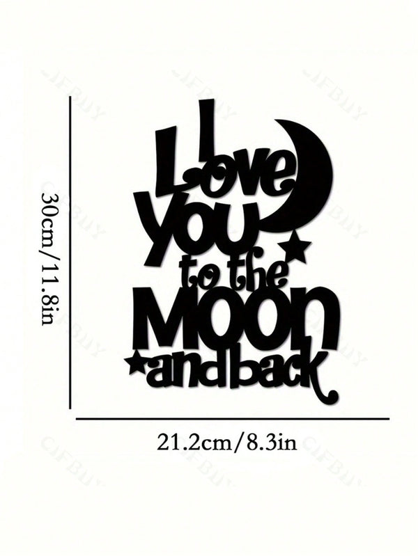 1 Exquisite Metal Wall Art - "My Love For You Reaches The Moon And Back" Inscription, Ferrous Material, Household Decoration For Parlour, Chamber And Dining Zone, Romantic Genre, Wall - Mounted, Ideal Gift Notion.,Home Decor ,Room Decor,Wall Decor