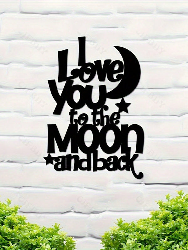 1 Exquisite Metal Wall Art - "My Love For You Reaches The Moon And Back" Inscription, Ferrous Material, Household Decoration For Parlour, Chamber And Dining Zone, Romantic Genre, Wall - Mounted, Ideal Gift Notion.,Home Decor ,Room Decor,Wall Decor