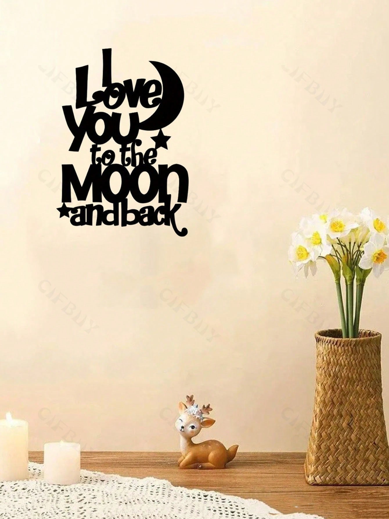 1 Exquisite Metal Wall Art - "My Love For You Reaches The Moon And Back" Inscription, Ferrous Material, Household Decoration For Parlour, Chamber And Dining Zone, Romantic Genre, Wall - Mounted, Ideal Gift Notion.,Home Decor ,Room Decor,Wall Decor