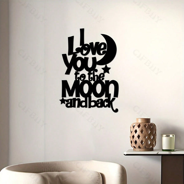 1 Exquisite Metal Wall Art - "My Love For You Reaches The Moon And Back" Inscription, Ferrous Material, Household Decoration For Parlour, Chamber And Dining Zone, Romantic Genre, Wall - Mounted, Ideal Gift Notion.,Home Decor ,Room Decor,Wall Decor