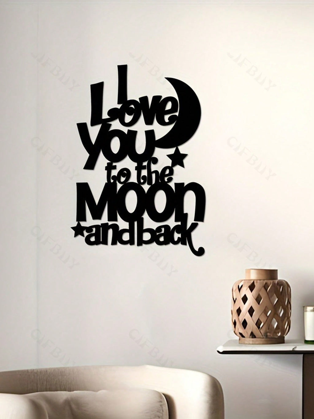 1 Exquisite Metal Wall Art - "My Love For You Reaches The Moon And Back" Inscription, Ferrous Material, Household Decoration For Parlour, Chamber And Dining Zone, Romantic Genre, Wall - Mounted, Ideal Gift Notion.,Home Decor ,Room Decor,Wall Decor