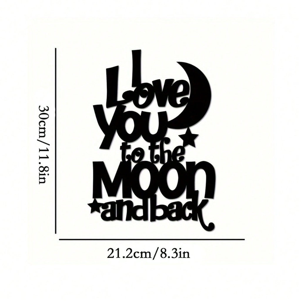 1 Exquisite Metal Wall Art - "My Love For You Reaches The Moon And Back" Inscription, Ferrous Material, Household Decoration For Parlour, Chamber And Dining Zone, Romantic Genre, Wall - Mounted, Ideal Gift Notion.,Home Decor ,Room Decor,Wall Decor