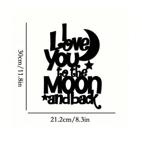 1 Exquisite Metal Wall Art - "My Love For You Reaches The Moon And Back" Inscription, Ferrous Material, Household Decoration For Parlour, Chamber And Dining Zone, Romantic Genre, Wall - Mounted, Ideal Gift Notion.,Home Decor ,Room Decor,Wall Decor