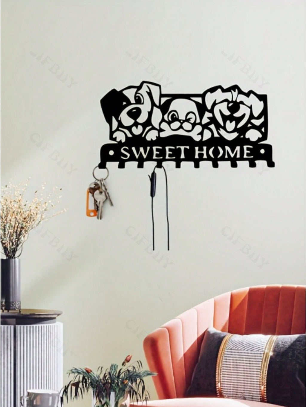 1 piece of high-quality home decoration black metal puppy series kitchen decoration kitchen utensils hooks, a must-have for keeping the kitchen clean and orderly