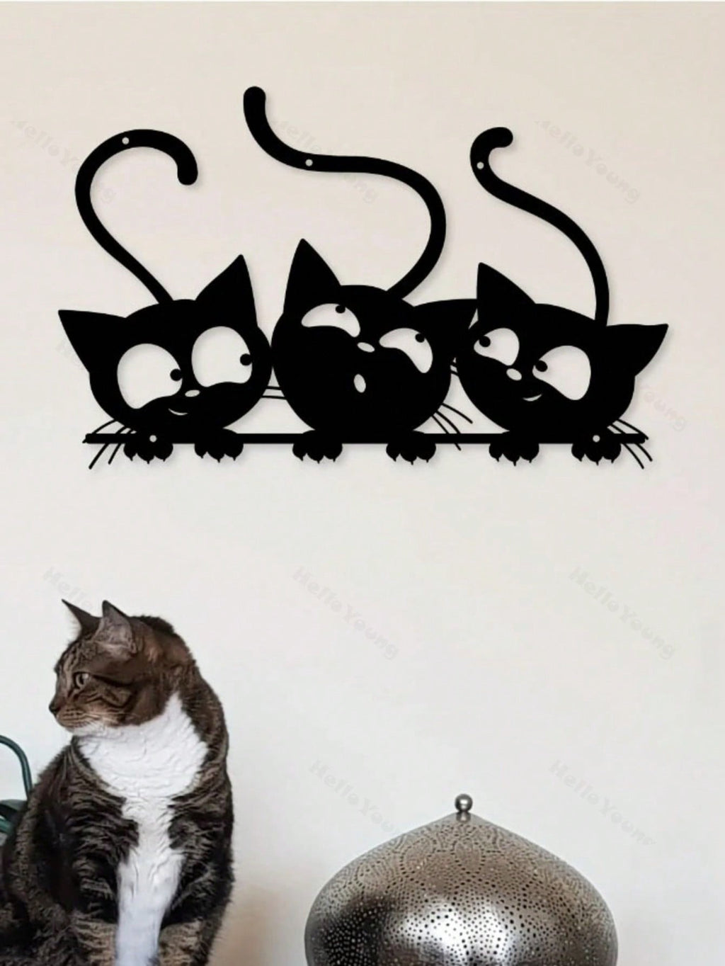 1 black kitten metal home decoration pendant, creative personalized gift, warm home decoration, home decoration, room decoration, wall decoration, birthday graduation gift