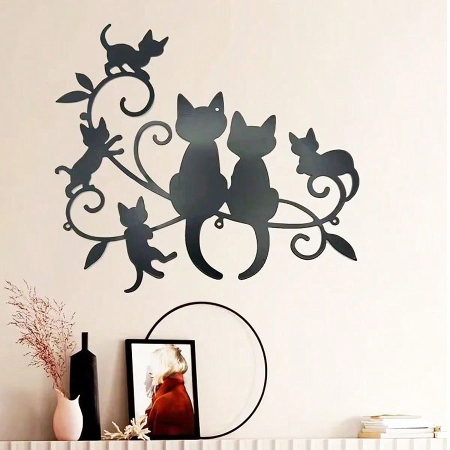 1 black kitten metal home decoration pendant, creative personalized gift, warm home decoration, home decoration, room decoration, wall decoration, birthday graduation gift