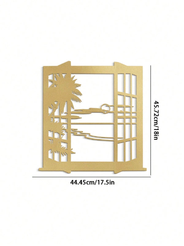1pc Gold Metal Wall Decor, Contemporary Abstract Wall Sculpture Pendant, Perfect Home Decor For Living Room, Bedroom, Bathroom, Kitchen And Outdoor Space. Gold Decorative Sign, Perfect Lantern Gift. Gifts Birthday Graduation