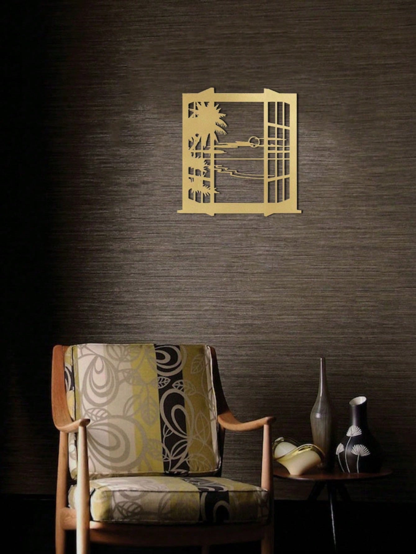 1pc Gold Metal Wall Decor, Contemporary Abstract Wall Sculpture Pendant, Perfect Home Decor For Living Room, Bedroom, Bathroom, Kitchen And Outdoor Space. Gold Decorative Sign, Perfect Lantern Gift. Gifts Birthday Graduation