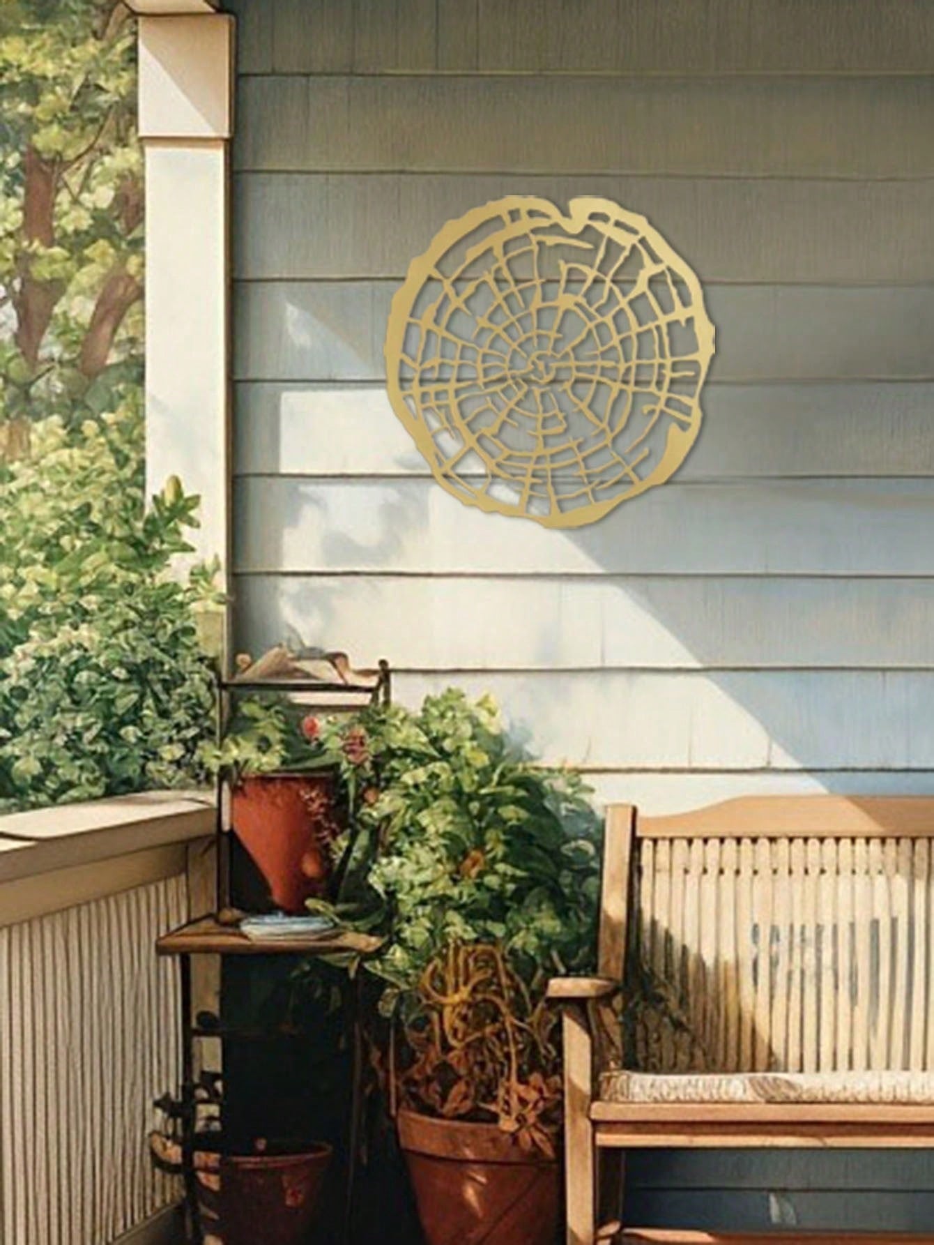 1pc Gold Metal Wall Decor, Contemporary Abstract Wall Sculpture Pendant, Perfect Home Decor For Living Room, Bedroom, Bathroom, Kitchen And Outdoor Space. Gold Decorative Sign, Perfect Lantern Gift. Gifts Birthday Graduation