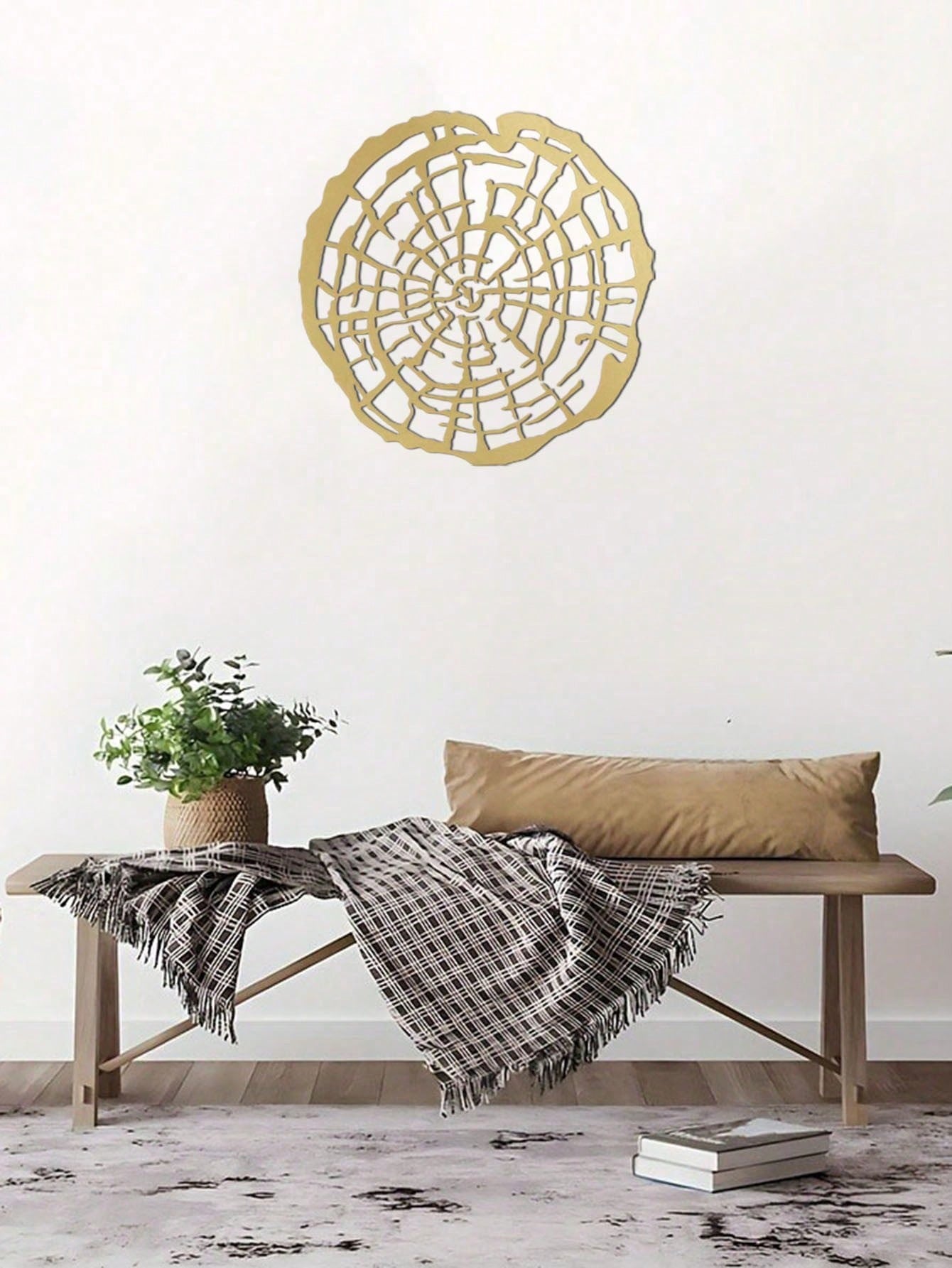 1pc Gold Metal Wall Decor, Contemporary Abstract Wall Sculpture Pendant, Perfect Home Decor For Living Room, Bedroom, Bathroom, Kitchen And Outdoor Space. Gold Decorative Sign, Perfect Lantern Gift. Gifts Birthday Graduation