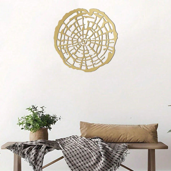 1pc Gold Metal Wall Decor, Contemporary Abstract Wall Sculpture Pendant, Perfect Home Decor For Living Room, Bedroom, Bathroom, Kitchen And Outdoor Space. Gold Decorative Sign, Perfect Lantern Gift. Gifts Birthday Graduation