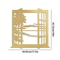 1pc Gold Metal Wall Decor, Contemporary Abstract Wall Sculpture Pendant, Perfect Home Decor For Living Room, Bedroom, Bathroom, Kitchen And Outdoor Space. Gold Decorative Sign, Perfect Lantern Gift. Gifts Birthday Graduation