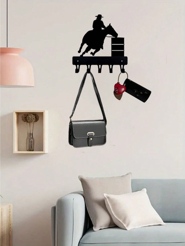 A black metal home decoration riding character shape hook can be hung in bedrooms, living rooms, offices and other places, with a beautiful meaning. It can be used as a personalized gift and is also suitable for kitchen storage.