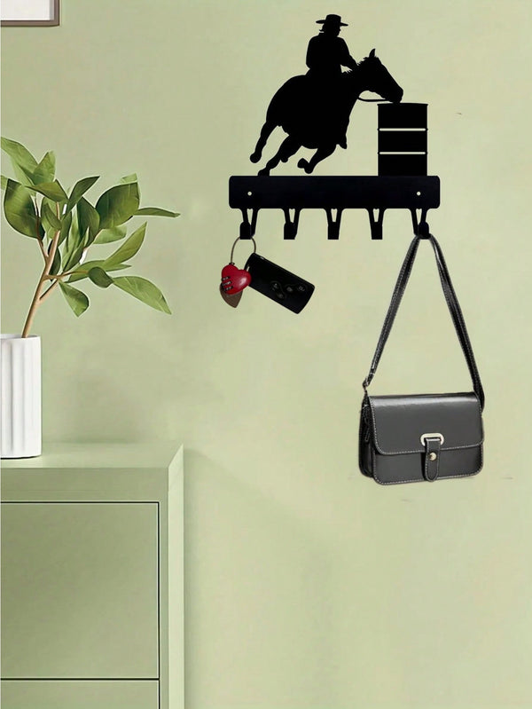 A black metal home decoration riding character shape hook can be hung in bedrooms, living rooms, offices and other places, with a beautiful meaning. It can be used as a personalized gift and is also suitable for kitchen storage.