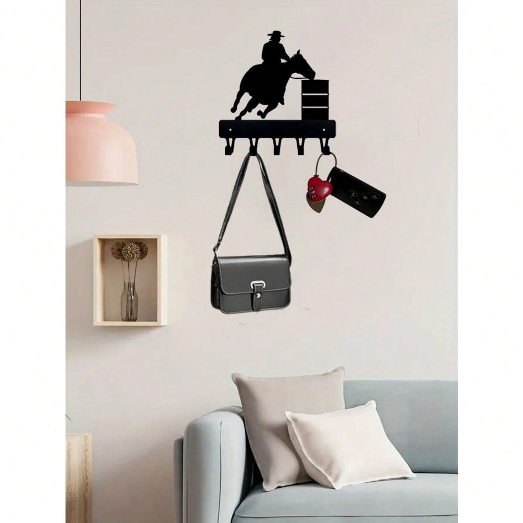 A black metal home decoration riding character shape hook can be hung in bedrooms, living rooms, offices and other places, with a beautiful meaning. It can be used as a personalized gift and is also suitable for kitchen storage.