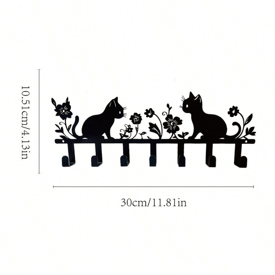 1 cute cat flower keychain, metal wall-mounted hook, stylish lacquered surface, easy to install, decorative key rack, suitable for storage in living rooms, bathrooms, walk-in closets, and other places. A great choice for birthday and graduation gifts.