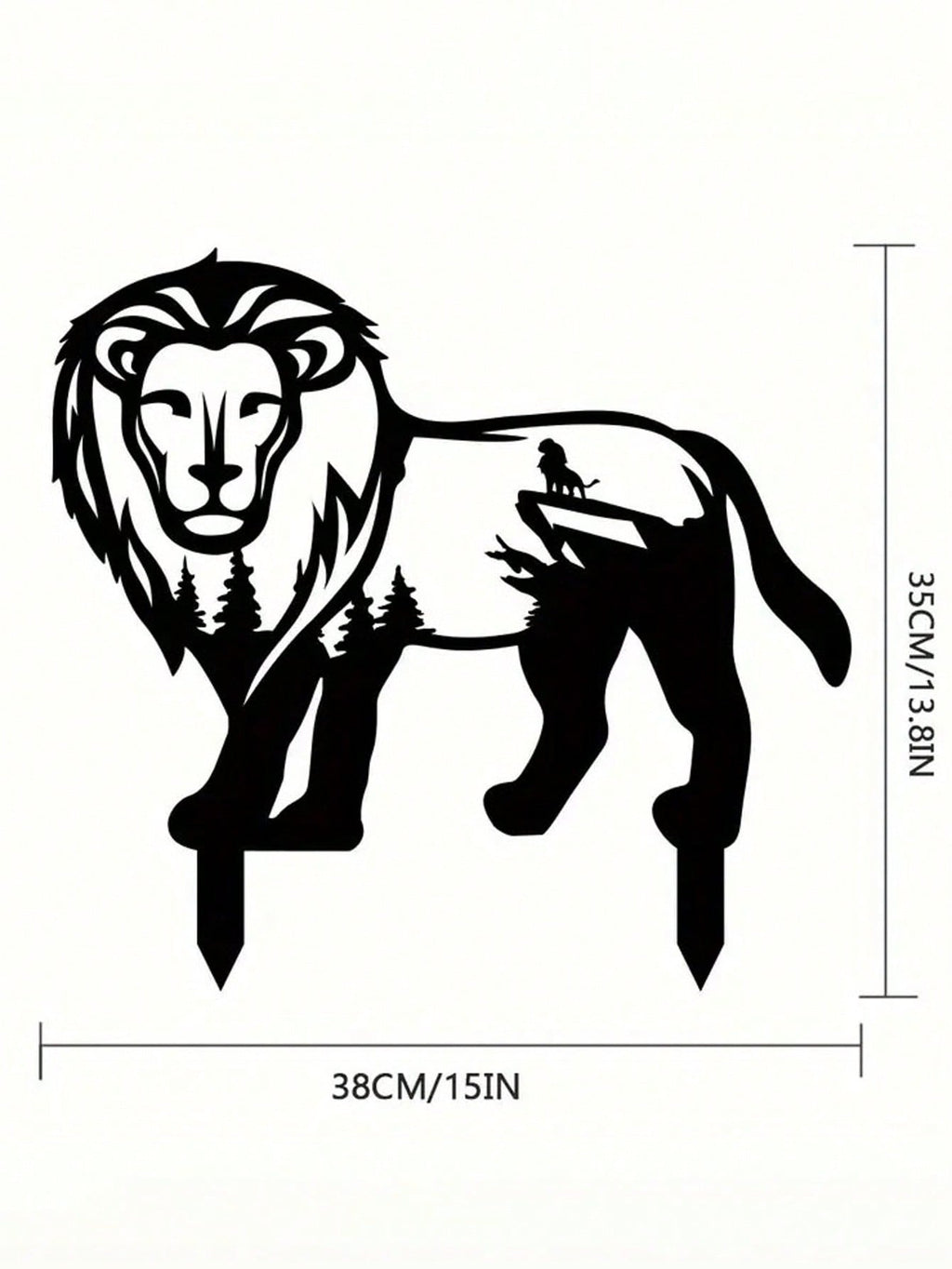 1 Black Metal Lion Garden Plug - Exquisite Outdoor Art Decorations, the Perfect Personalized Gift for Lion Lovers