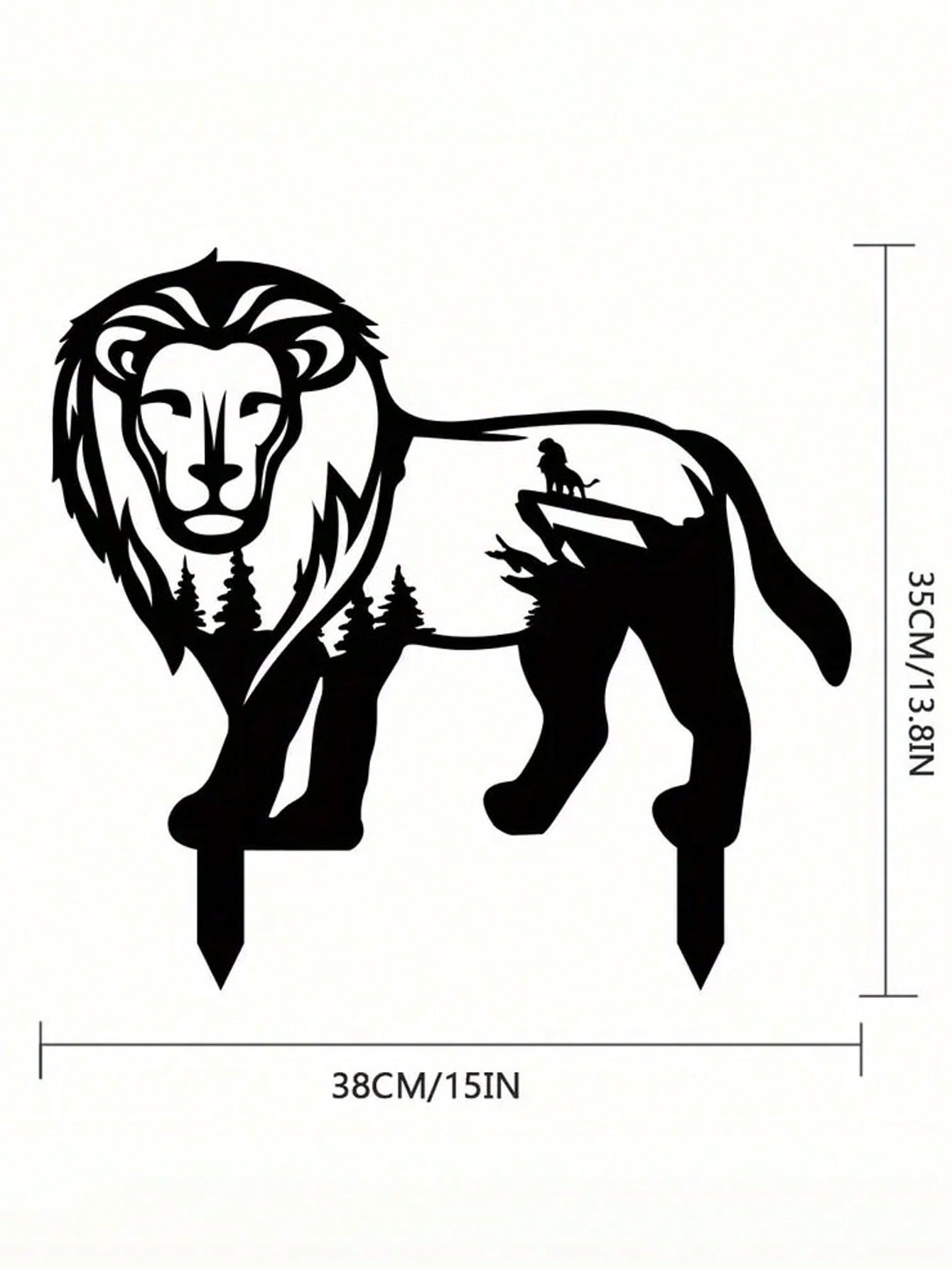 1 Black Metal Lion Garden Plug - Exquisite Outdoor Art Decorations, the Perfect Personalized Gift for Lion Lovers