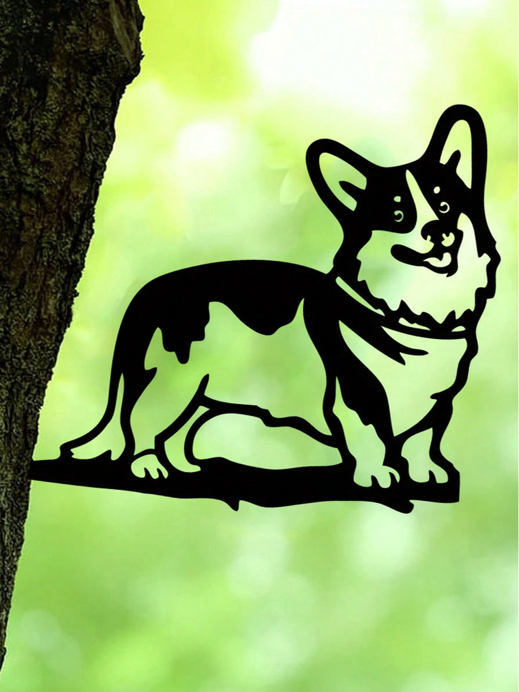 "1 Corgi Silhouette Hollow Wall Decor - Rural Outdoor Home Garden Decor, Perfect Garden Decor for Small Animal Lovers"