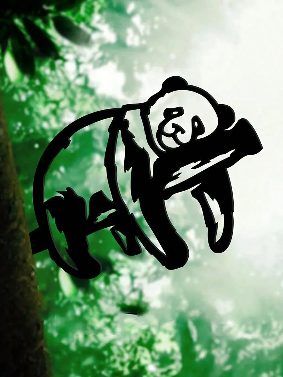 A home decoration, black iron panda gardening ornament. It can be used as an outdoor personalized gift, suitable for gardens, courtyards and woods, etc. It is the best choice.