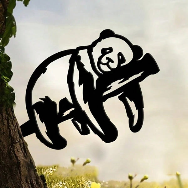 A home decoration, black iron panda gardening ornament. It can be used as an outdoor personalized gift, suitable for gardens, courtyards and woods, etc. It is the best choice.