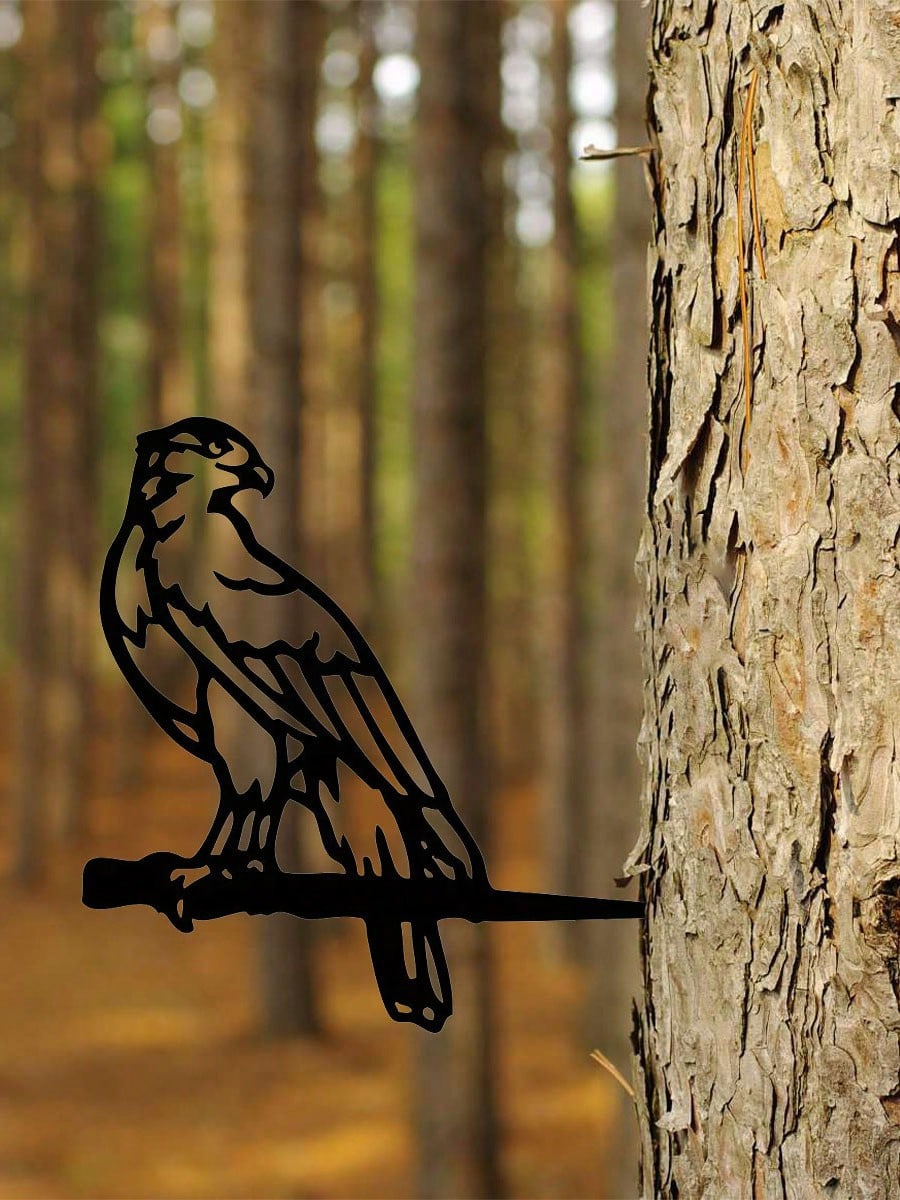 "1-Piece Eagle Metal Silhouette - Rustic Outdoor Wall Decoration for Home, Garden and Terrace, Perfect for Bird Lovers"