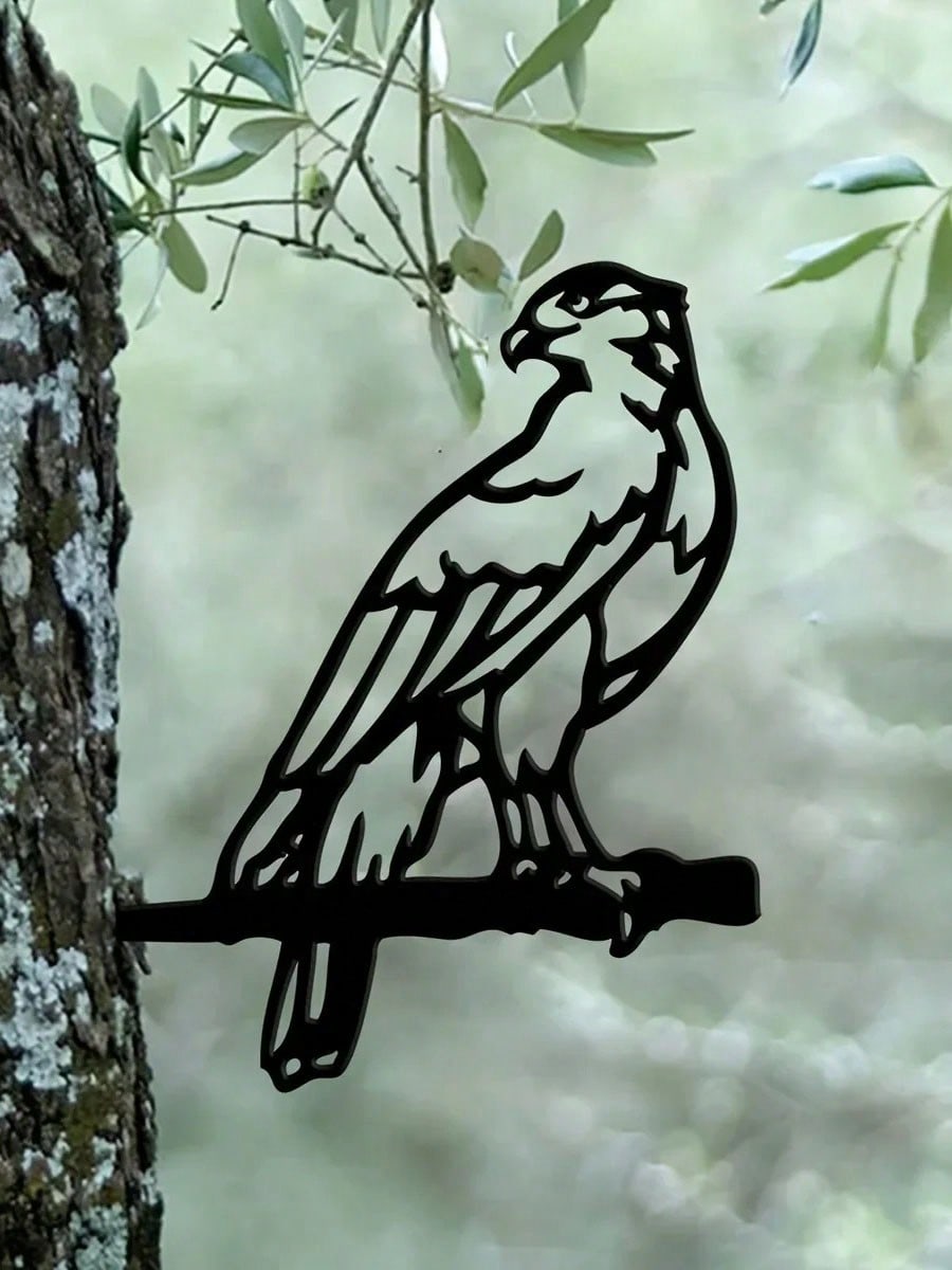 "1-Piece Eagle Metal Silhouette - Rustic Outdoor Wall Decoration for Home, Garden and Terrace, Perfect for Bird Lovers"