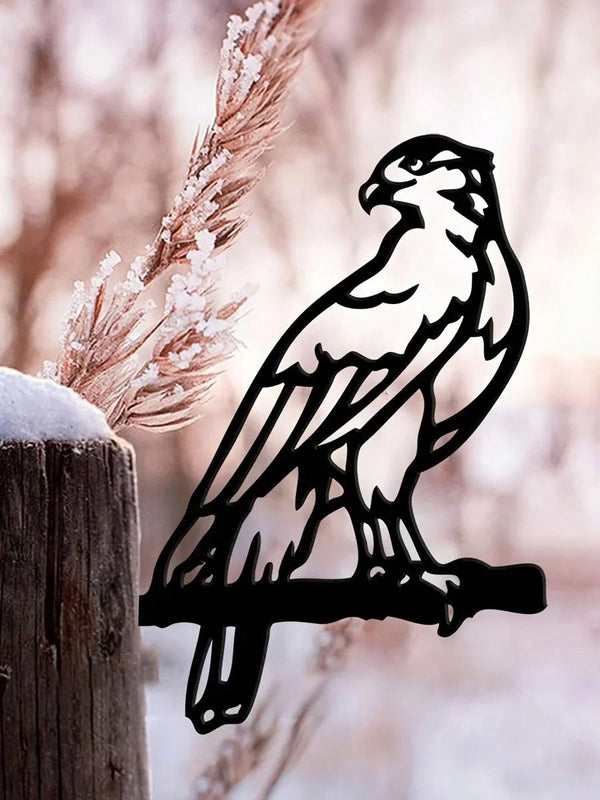 "1-Piece Eagle Metal Silhouette - Rustic Outdoor Wall Decoration for Home, Garden and Terrace, Perfect for Bird Lovers"