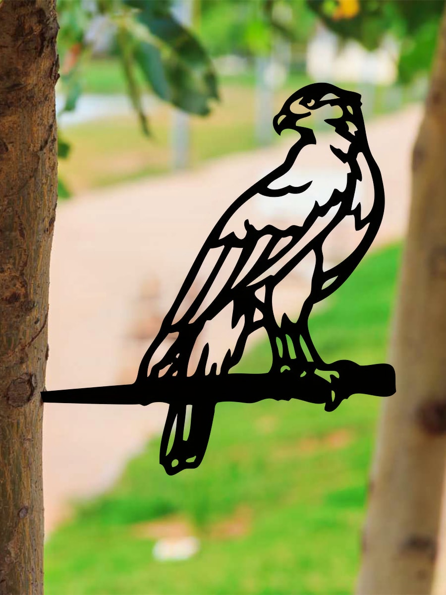 "1-Piece Eagle Metal Silhouette - Rustic Outdoor Wall Decoration for Home, Garden and Terrace, Perfect for Bird Lovers"
