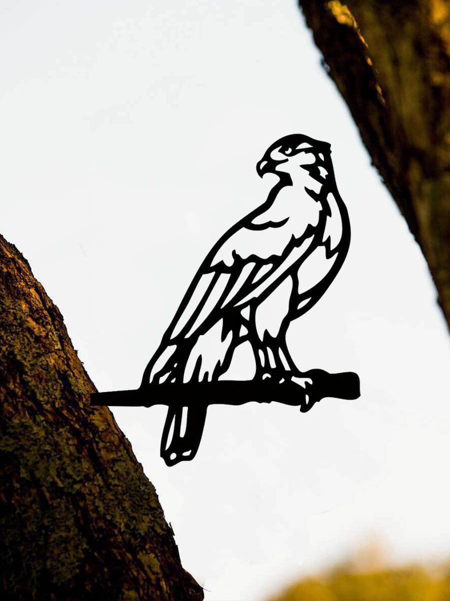 "1-Piece Eagle Metal Silhouette - Rustic Outdoor Wall Decoration for Home, Garden and Terrace, Perfect for Bird Lovers"