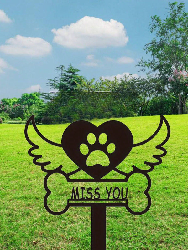 1 heart-shaped pet memorial metal garden ornament - a touching souvenir for pet lovers that can be used as a dog headstone or as a meaningful garden ornament