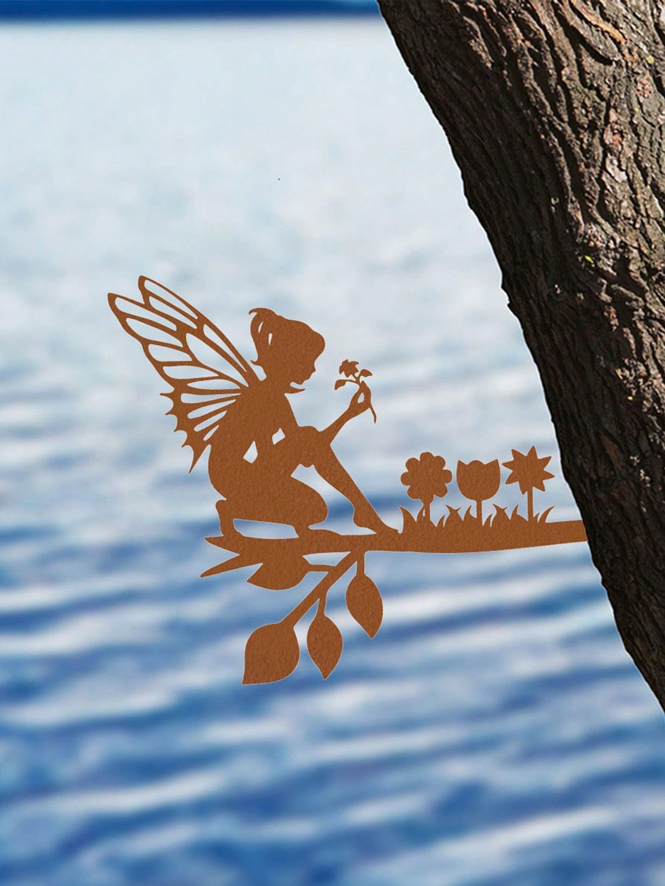 1 piece of fairy-picking metal wall decoration, rustic style, perfect for garden and courtyard decoration, dreamy and artistic.