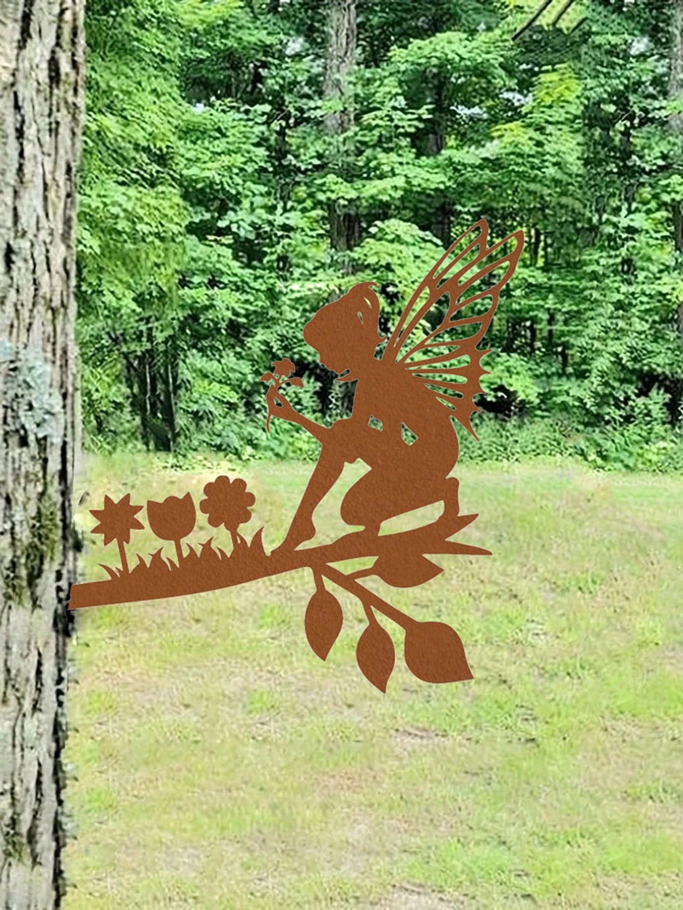 1 piece of fairy-picking metal wall decoration, rustic style, perfect for garden and courtyard decoration, dreamy and artistic.