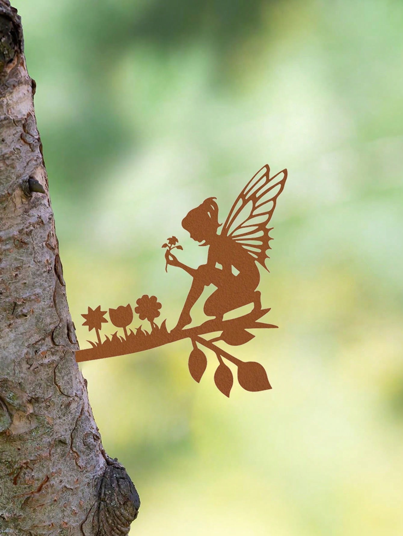 1 piece of fairy-picking metal wall decoration, rustic style, perfect for garden and courtyard decoration, dreamy and artistic.